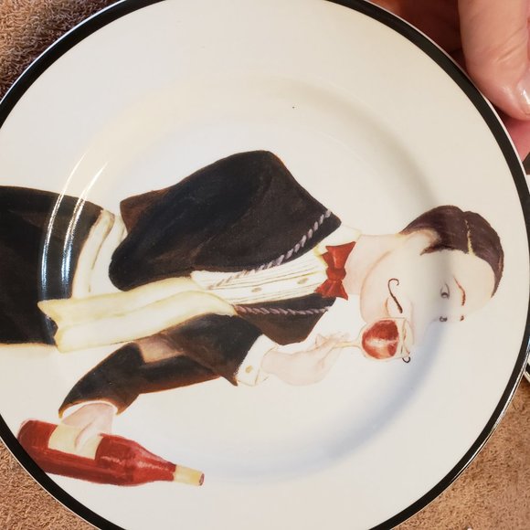 4 Salad Dessert Plates "Wine Enthusiast" - Picture 6 of 8